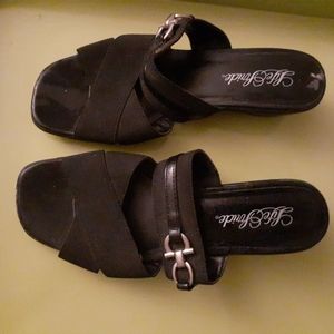 Soft Strile slides Black with 1 inch  rubber heal